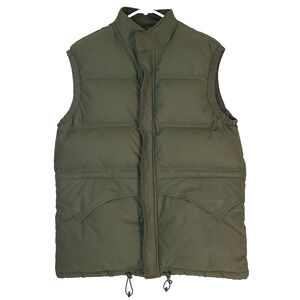French Connection Puffer Vest Men M Olive Green Full Zip Transitional Layer Fall